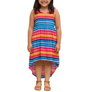 The Childrens Place Size 12 Colorful Striped High-Low Girls Dress